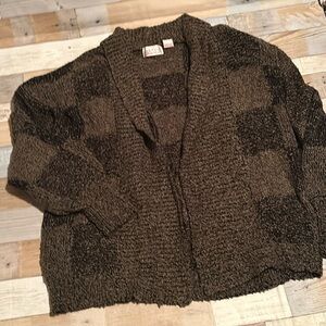 Vintage 80’s Checkered Brown Cardigan Sweater